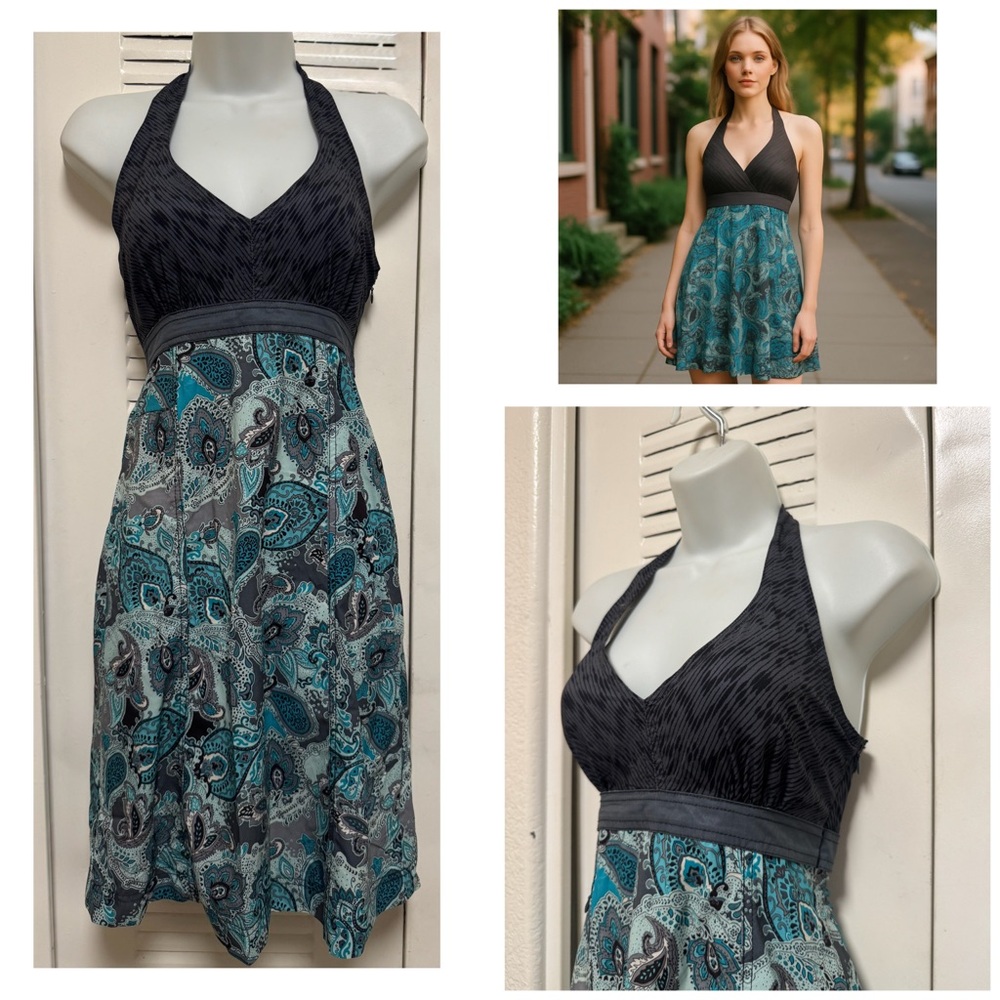 Athleta Paisley Go Anywhere Paisley Halter
Dress Womens Gray Blue